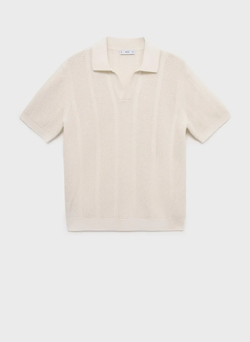مانجو مان Openwork knitted cotton polo shirt