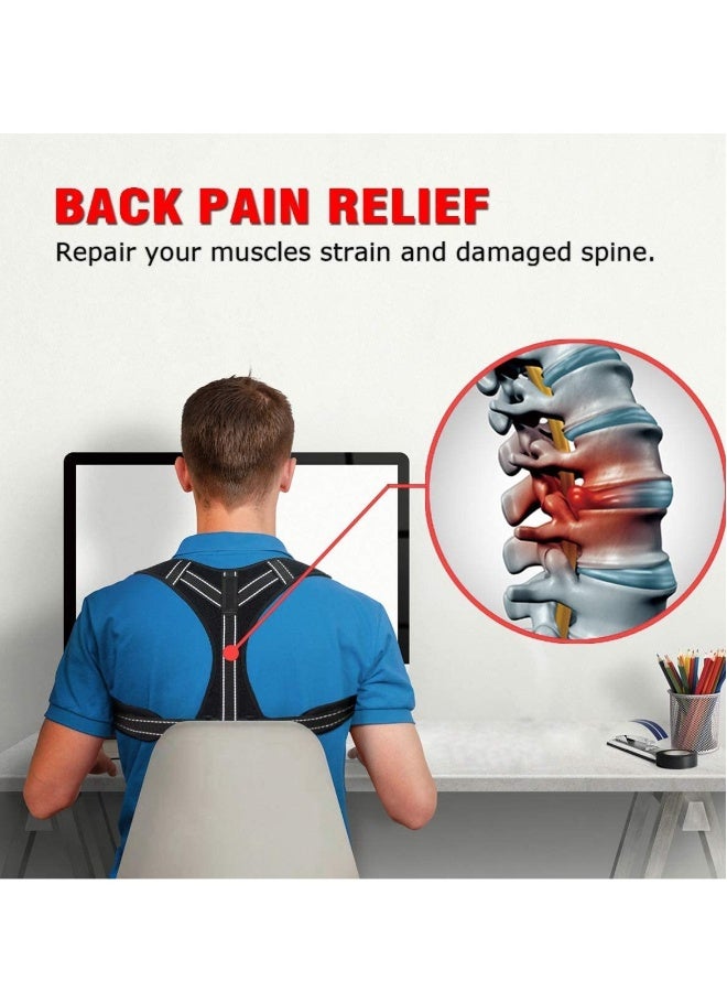 Posture Corrector for Women and Men Adjustable Shoulder Straps Back Brace Straightener Trainer Effective Neck Upper Pain Relief - Image 3