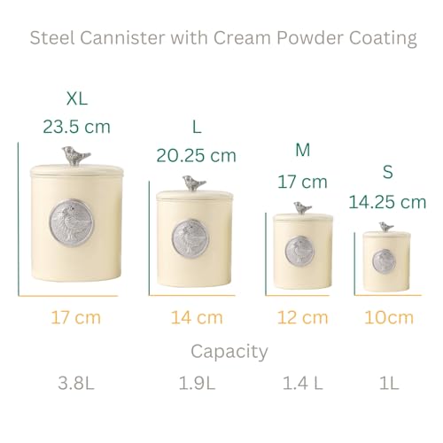ALCU Matte Cream Powder Coated Steel Kitchen Storage Canister Set – Large, Medium, Small & Extra Small, Kitchen Container Set, Airtight Jars, Storage Boxes, Canisters Set for Kitchens (Set of 4) - Image 3