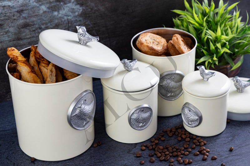 ALCU Matte Cream Powder Coated Steel Kitchen Storage Canister Set – Large, Medium, Small & Extra Small, Kitchen Container Set, Airtight Jars, Storage Boxes, Canisters Set for Kitchens (Set of 4) - Image 4