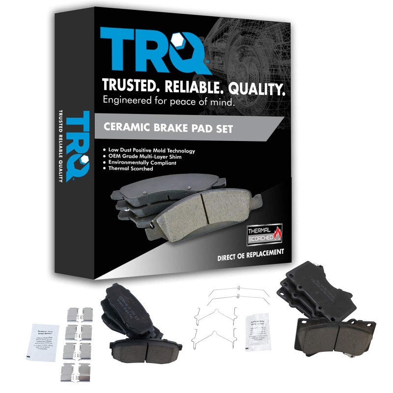 TRQ Front Rear Brake Pads Ceramic Compatible with 20082021 Lexus LX570 Toyota Land Cruiser Sequoia 20072021 Tundra
