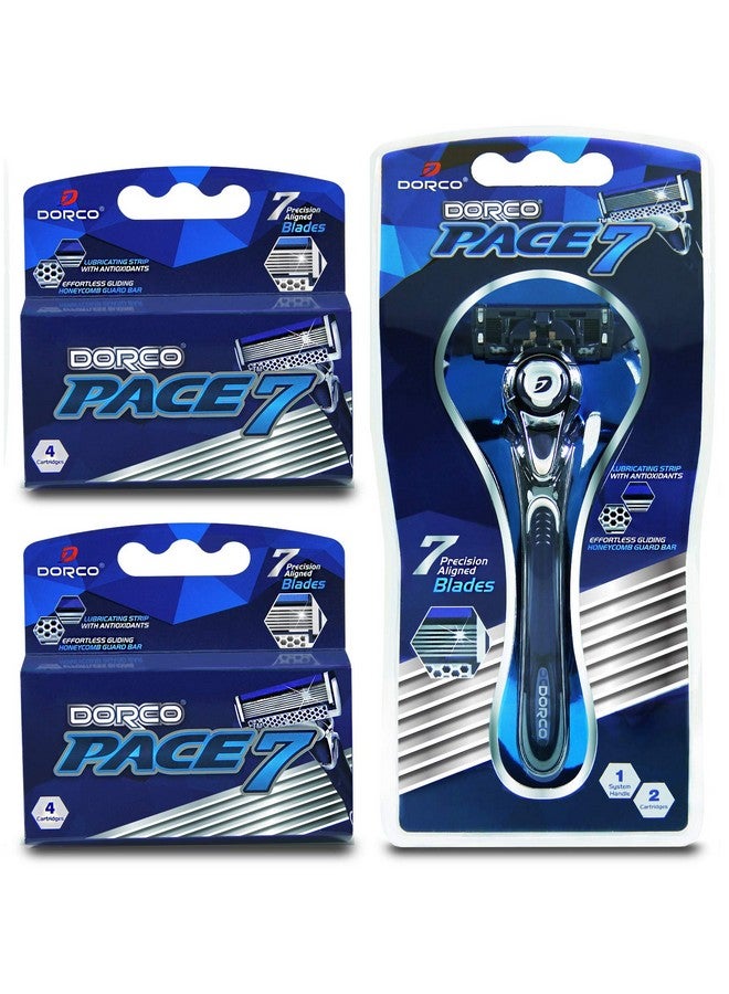 دروكو دوركو بيس 7 - نظام ماكينة حلاقة للرجال بسبع شفرات منحنية - عبوة اقتصادية (10 خراطيش + مقبض واحد) - Image 1
