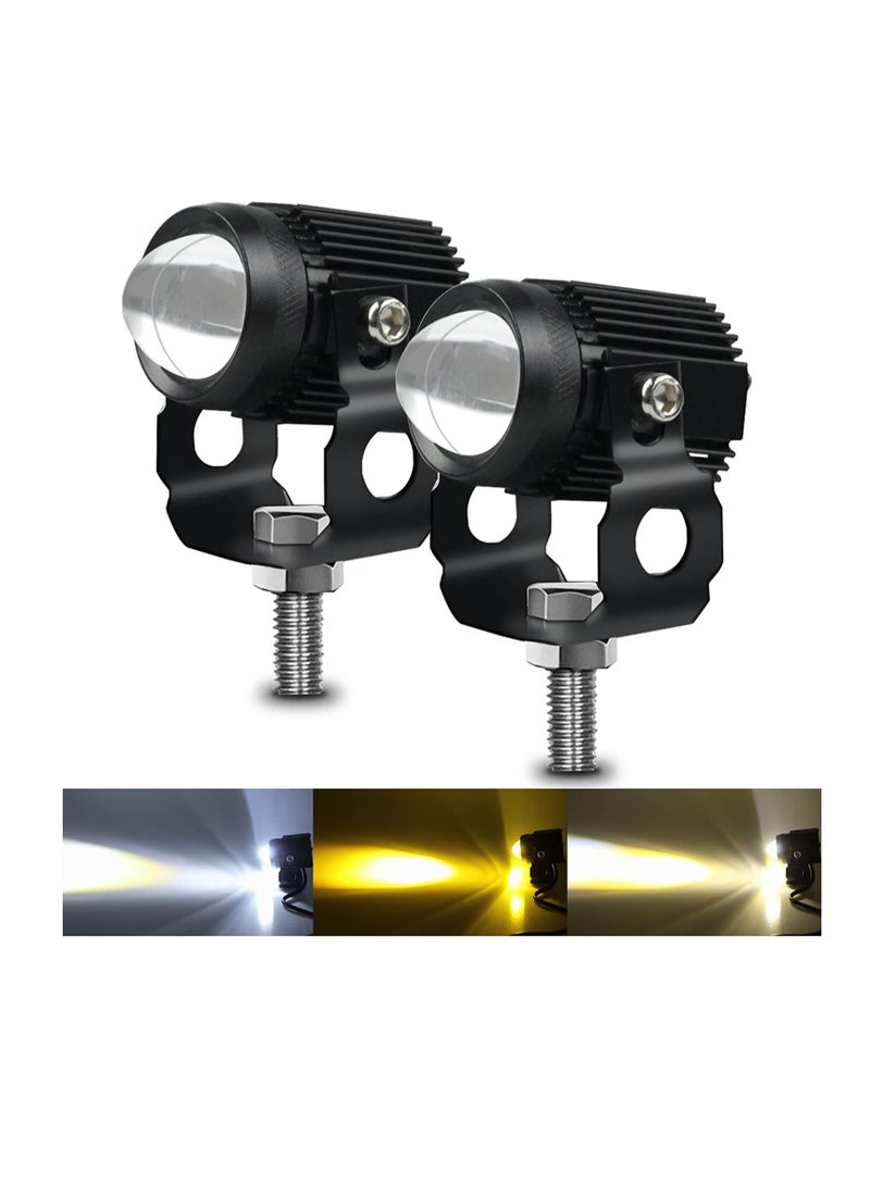 Loquat Motorcycle Driving Light LED High Low Beam Yellow White Fog Light 3 Modes Adjustable Bracket IP67 Waterproof 60W 3575SMD DC 9-30V Work Lamp Compatible with Tractor Truck Car SUV 2Pcs Black - Image 1