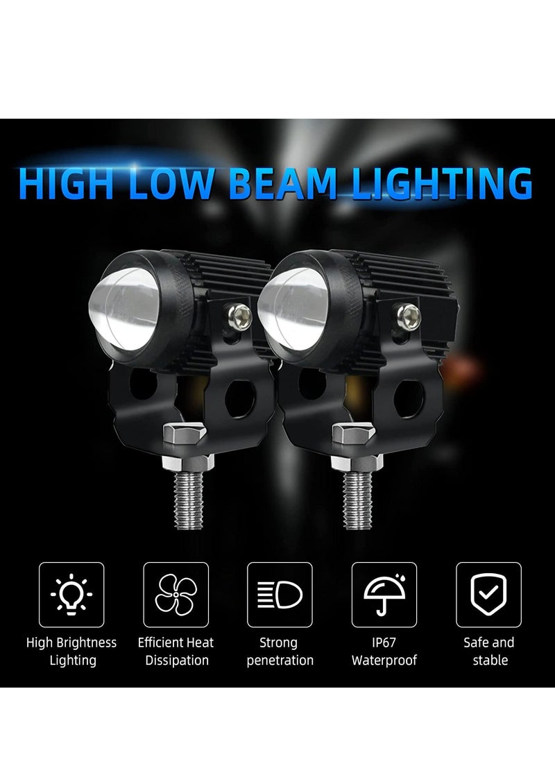 Loquat Motorcycle Driving Light LED High Low Beam Yellow White Fog Light 3 Modes Adjustable Bracket IP67 Waterproof 60W 3575SMD DC 9-30V Work Lamp Compatible with Tractor Truck Car SUV 2Pcs Black - Image 5