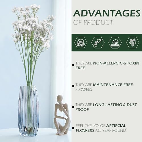 HOMEVERSE Baby Breath/Gypsophila Artificial Fake Silk Plants Wedding Party Decoration Real Touch Flowers DIY Home Garden(White-05) - Image 3