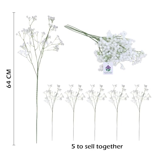 HOMEVERSE Baby Breath/Gypsophila Artificial Fake Silk Plants Wedding Party Decoration Real Touch Flowers DIY Home Garden(White-05) - Image 5