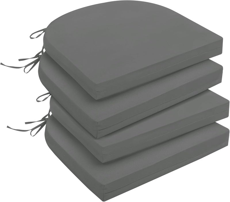 downluxe Outdoor Chair Cushions Set of 4 for Patio Furniture, Water-Resistant Patio Chair Cushions with Ties, High Density Foam Outdoor Seat Cushion, 17" X 16" X 2", Dark Grey - Image 1