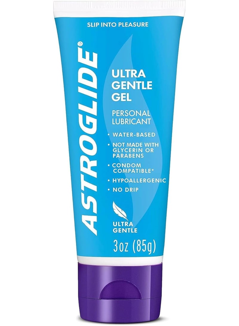 Astroglide Ultra Gentle Gel, Water Based Personal Lubricant - 3oz | Water-based ultra gentle hypoallergenic gel without glycerin or parabens. Thicker formula safe for toys and latex condoms.