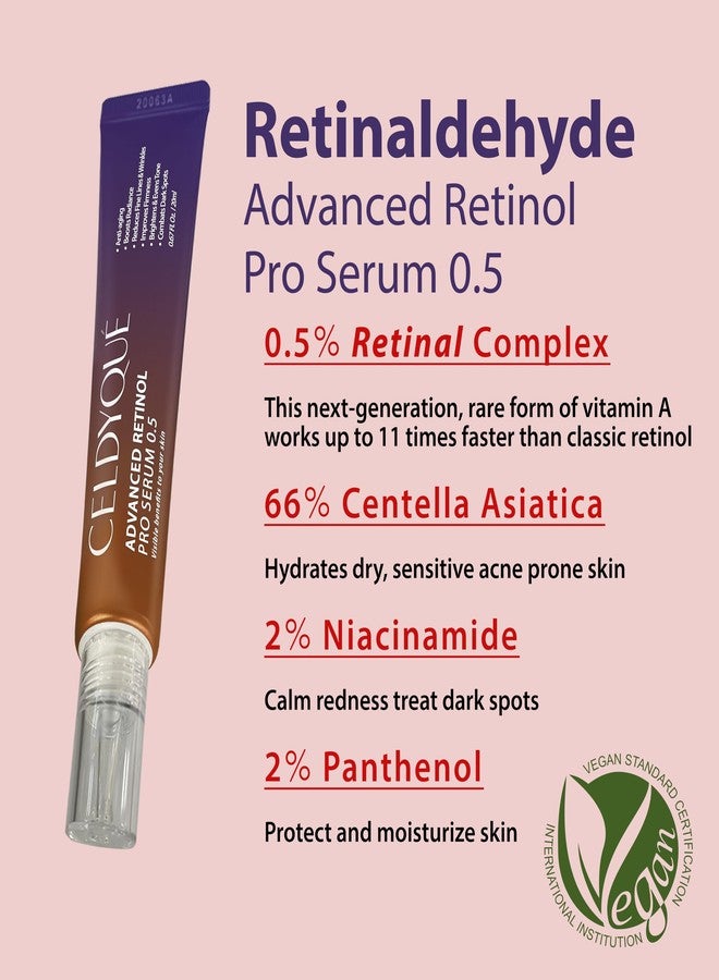 CELDYQUE Advanced Retinol Pro Retinal Serum 0.5 w/Centella Asiatica 66% Anti-Aging Radiance-Boosting & Skin-Smoothing Cream w/Retinal Complex, Niacinamide & Hyaluronic Acid Korean Skincare - Image 2
