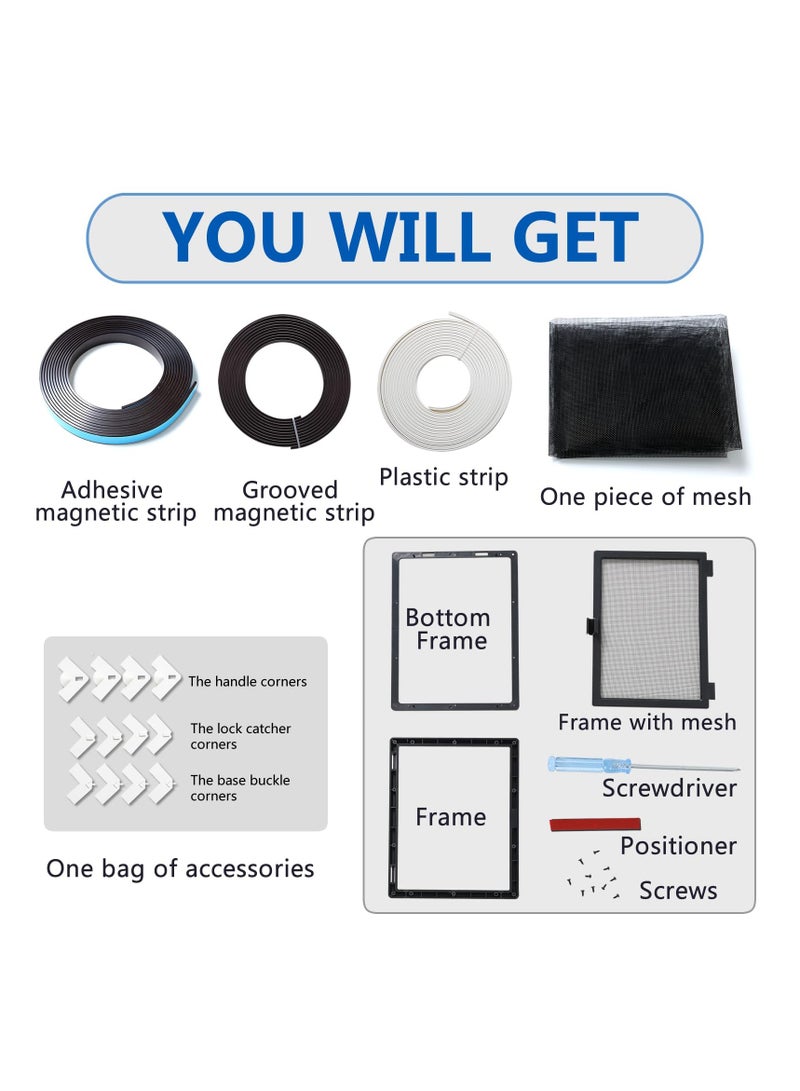 DIY Adjustable Magnetic Fly Screen Window, 75 X 150cm Small Magnetic Window Screen, Ultra Seal Shuts Automatically Mosquito Insects Magnetic Fly Screen, Without Drilling Easy to Install, Grey - Image 5