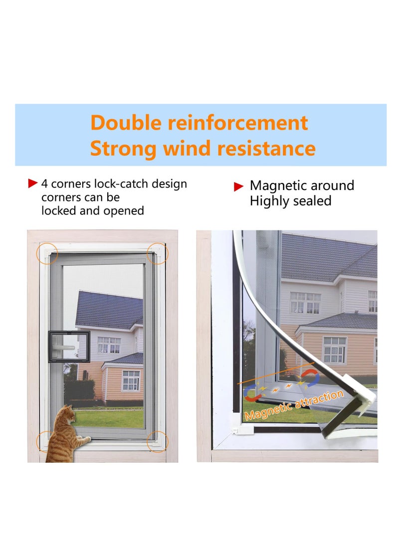 DIY Adjustable Magnetic Fly Screen Window, 75 X 150cm Small Magnetic Window Screen, Ultra Seal Shuts Automatically Mosquito Insects Magnetic Fly Screen, Without Drilling Easy to Install, Grey - Image 3
