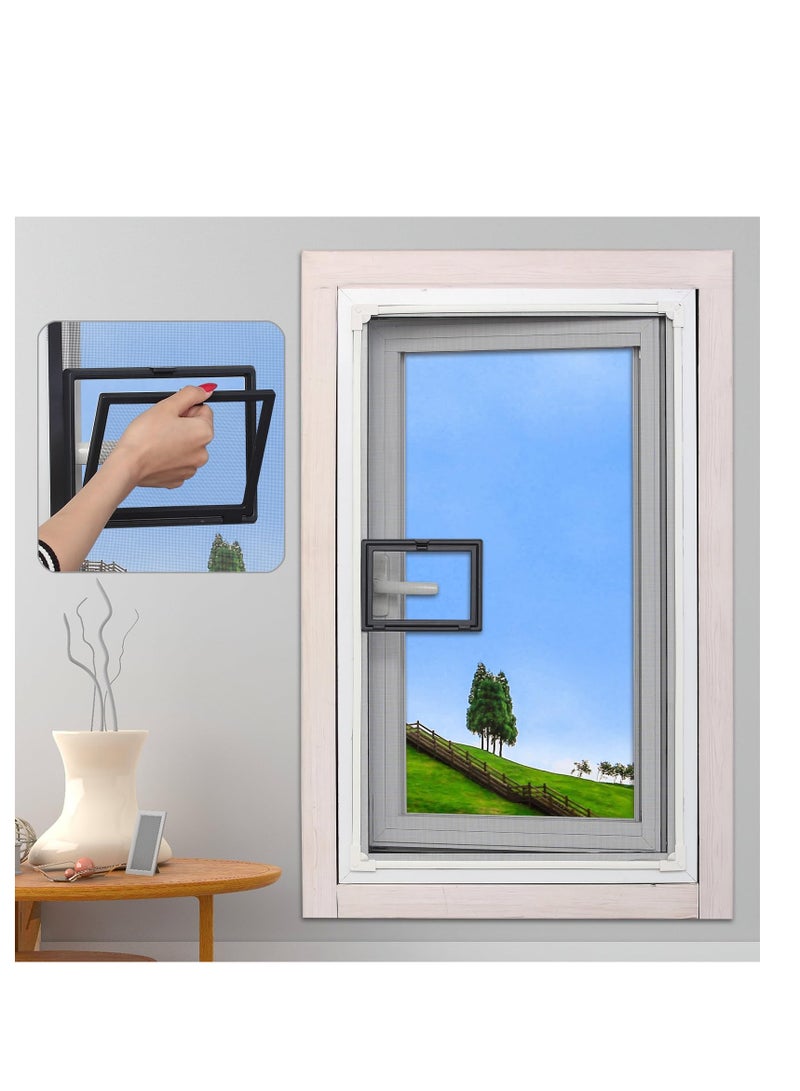 DIY Adjustable Magnetic Fly Screen Window, 75 X 150cm Small Magnetic Window Screen, Ultra Seal Shuts Automatically Mosquito Insects Magnetic Fly Screen, Without Drilling Easy to Install, Grey - Image 1