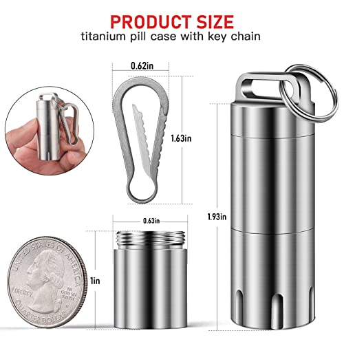TISUR Titanium Small Pill Holder Keychain, Portable Pill Case Waterproof Pocket Pill Box Container Carrier to Hold Pills, Vitamins, Fish Oil, Supplements - Image 2