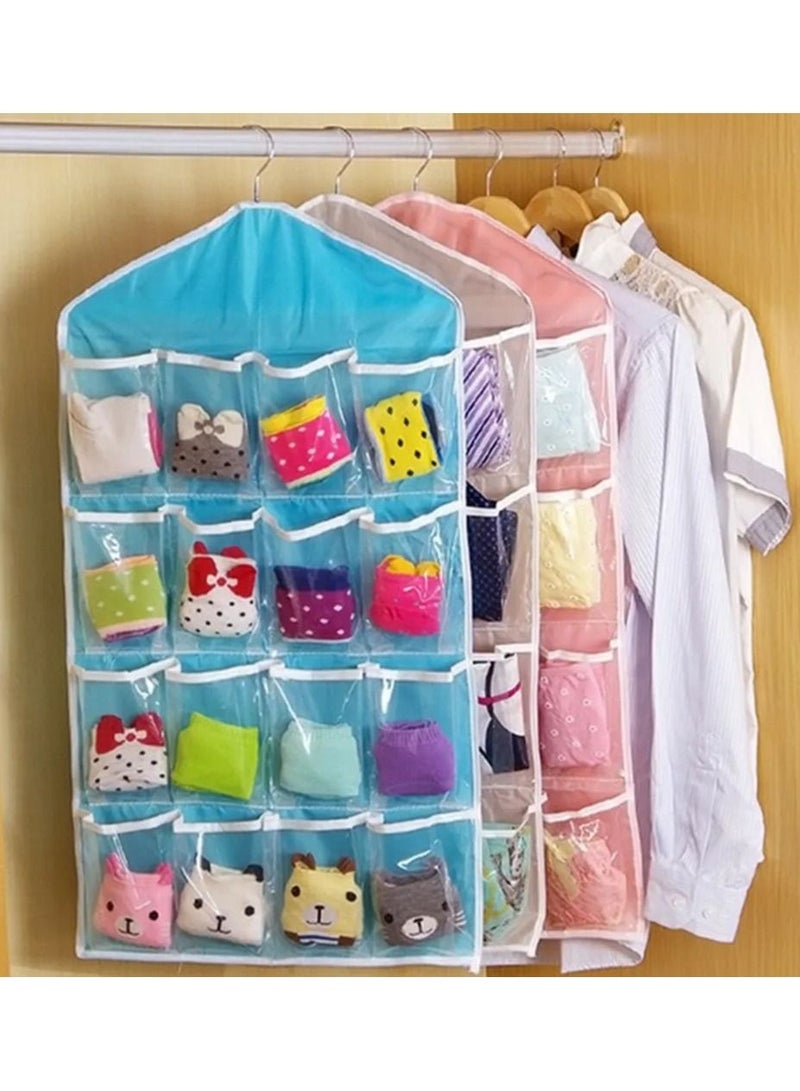 DubaiGallery 16 Pockets Plastic Multifunction Space Saver Over Door Hanging Wardrobe Wall Bags Rack Hanger Caddy Storage Tidy Organizer - Image 1