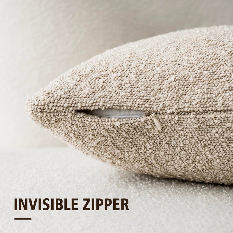 Foindtower Decorative Textured Boucle Throw Pillow Covers Accent Solid Pillow Cases Neutral Long Body Lumbar Couch Cushion Case for Chair Sofa Bedroom Living Room Home Decor 14x36 Inch,1PC,Oatmeal - Image 2