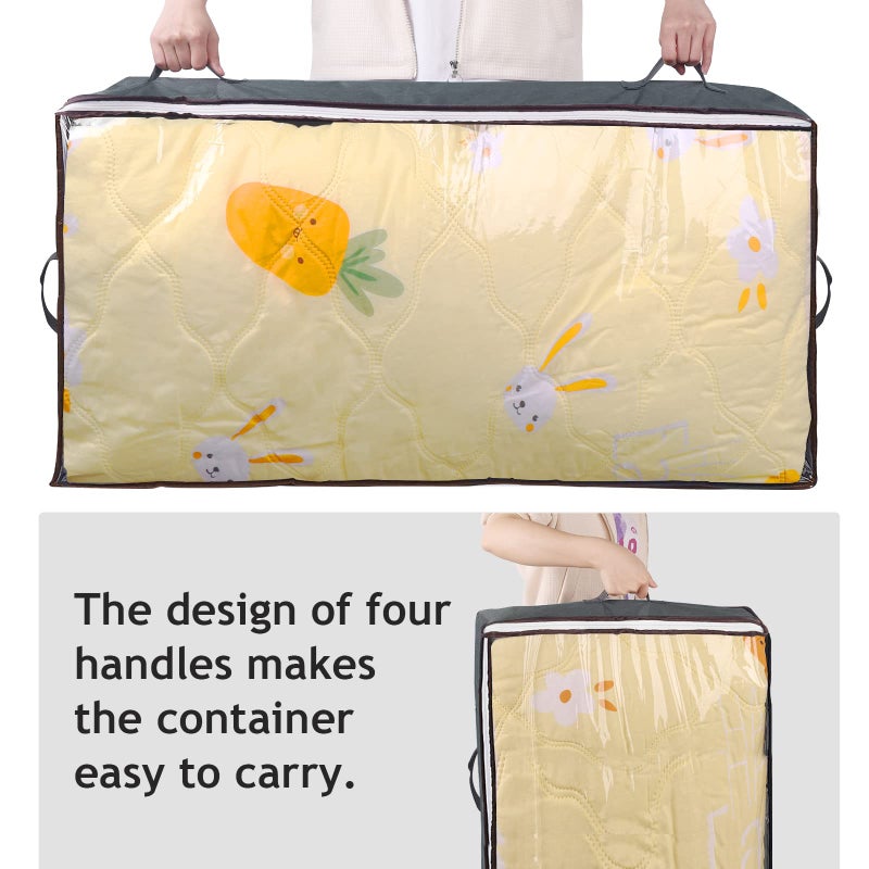 Budding Joy 90L Under Bed Storage Containers, Large Capacity Underbed Storage Bags Organizer, Thick Fabric Storage Bins with Clear Window and Reinforced Handles for Blanket Comforter Bedding Clothes, 8 Pack - Image 4