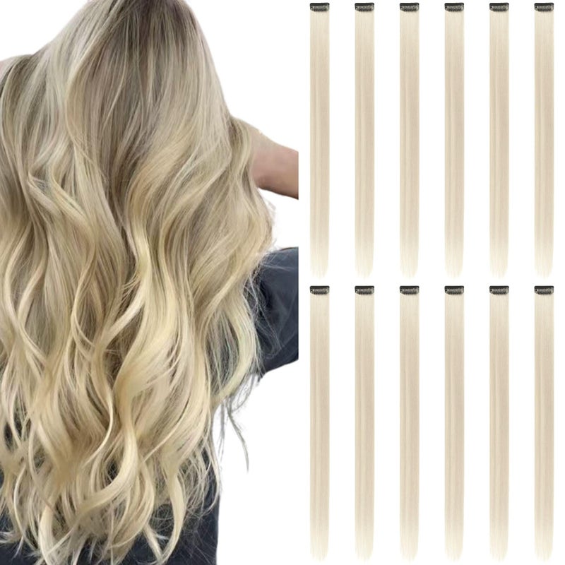 REDMENCO Colored Hair Extensions Clip In, 12 Pieces, Blonde - Image 1