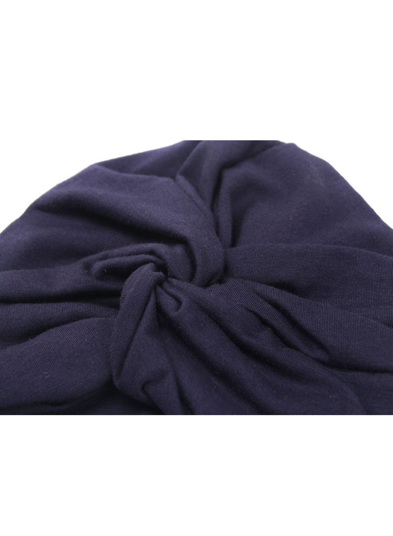 Cotton Children's Cross Headband Hat Dark Blue - Image 4