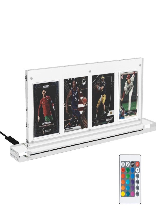 Choowin Acrylic Trading Card Display Frame with Led Light Base, 4 Slot Magnetic Card Holder Trading Card Stand for Sports Card Baseball Card Pokemon Card Graded Card Display - Image 1
