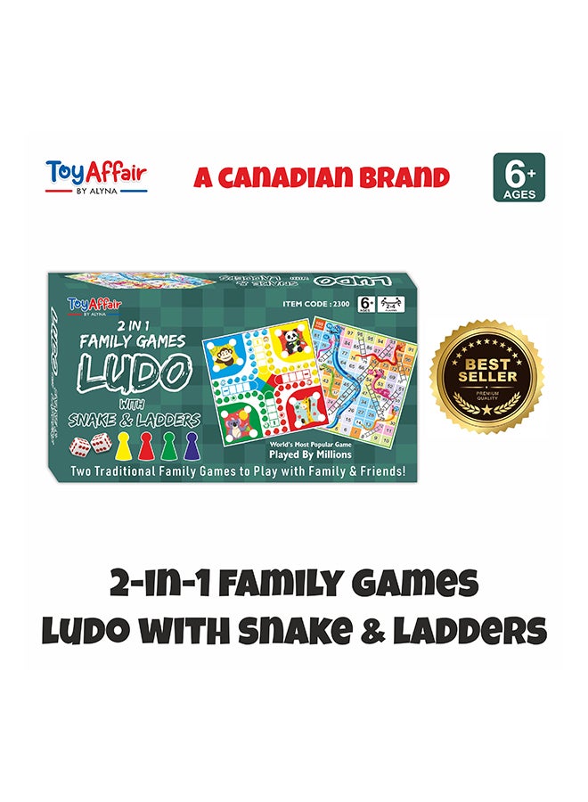 Toyaffair 2 In 1 Family Game Ludo With Snakes & Ladders 14" - Image 2