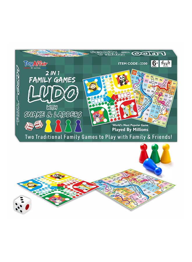 Toyaffair 2 In 1 Family Game Ludo With Snakes & Ladders 14" - Image 1