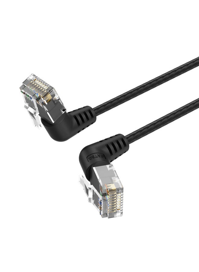 Generic Weixun Fine Network Line Exceeds 66 Universal 360 Rotating Double Elbow Gigabit Home Router High Speed Computer Line-Color:Black-Line Length:8 M  - Image 1