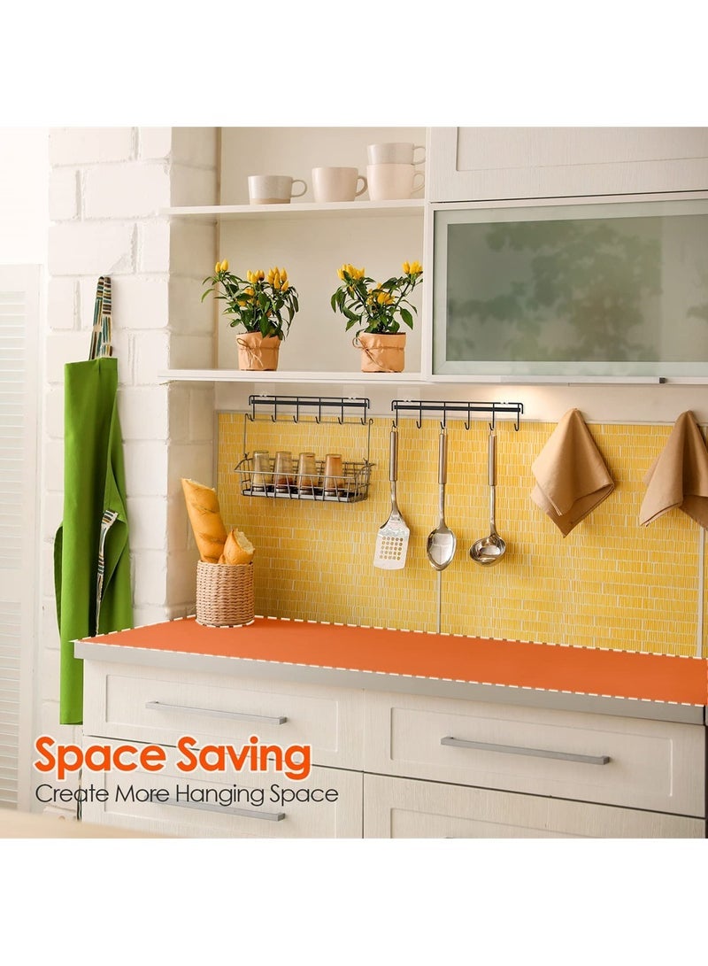 SYOSI Adhesive Wall Hooks Rack Kitchen Rail, Utensil Hangers with 6 Hooks Space Saving Wall Utensil Holder Kitchen Utensil Hooks NO Drilling Waterproof Hook for Kitchen Bathroom Bedroom (2 Pack) - Image 3