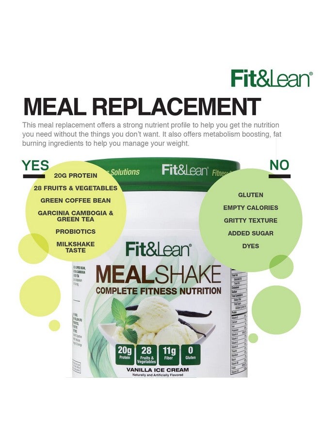 Fit & Lean Meal Replacement Shake With Protein Fiber Probiotics And Organic Fruits & Vegetables Vanilla 1Lb 10 Servings Per Container - Image 5