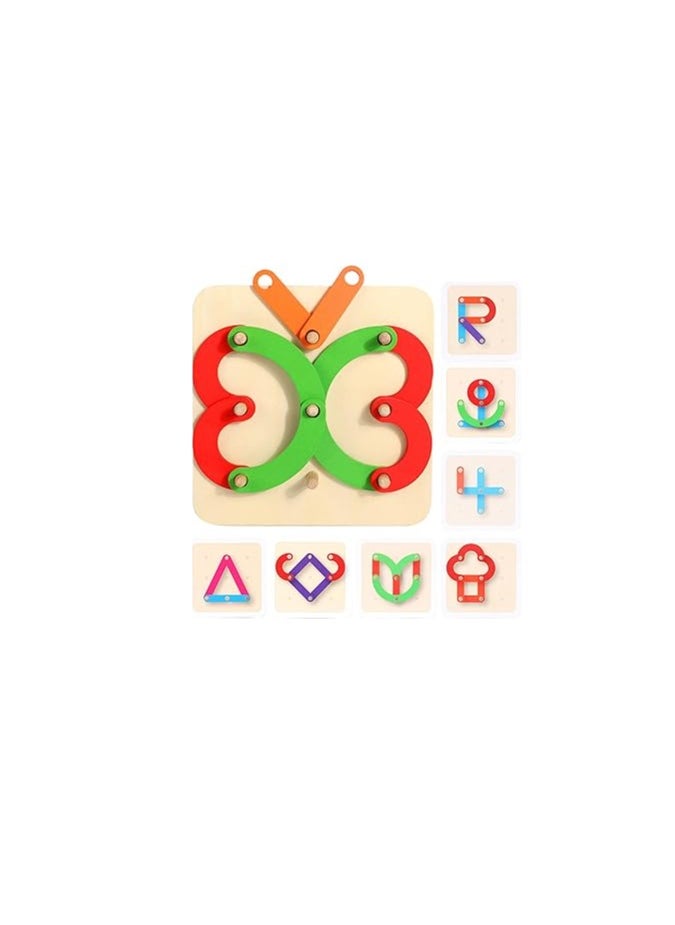 Wooden Letter Construction Puzzle Board, Educational Alphabet Building Toy with Pattern Cards, Multicolour  - Image 1