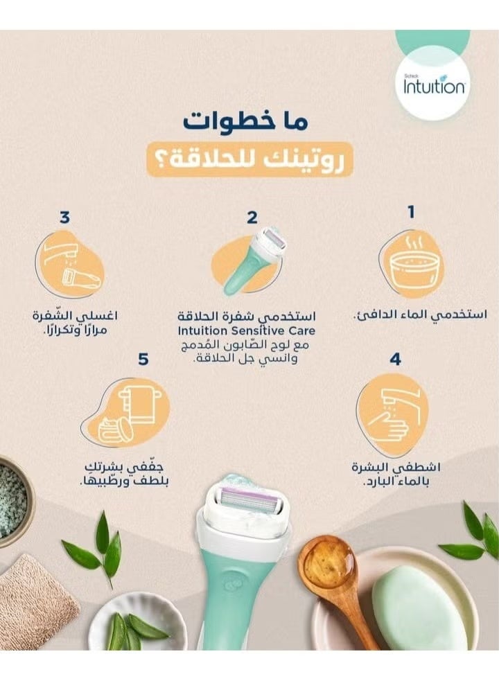 schick Intuition Sensitive Care Razor for Women with 2 Moisturizing Replaceable Razor Blades - Image 2