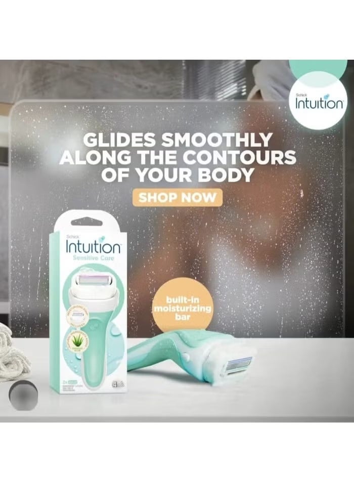 schick Intuition Sensitive Care Razor for Women with 2 Moisturizing Replaceable Razor Blades - Image 4