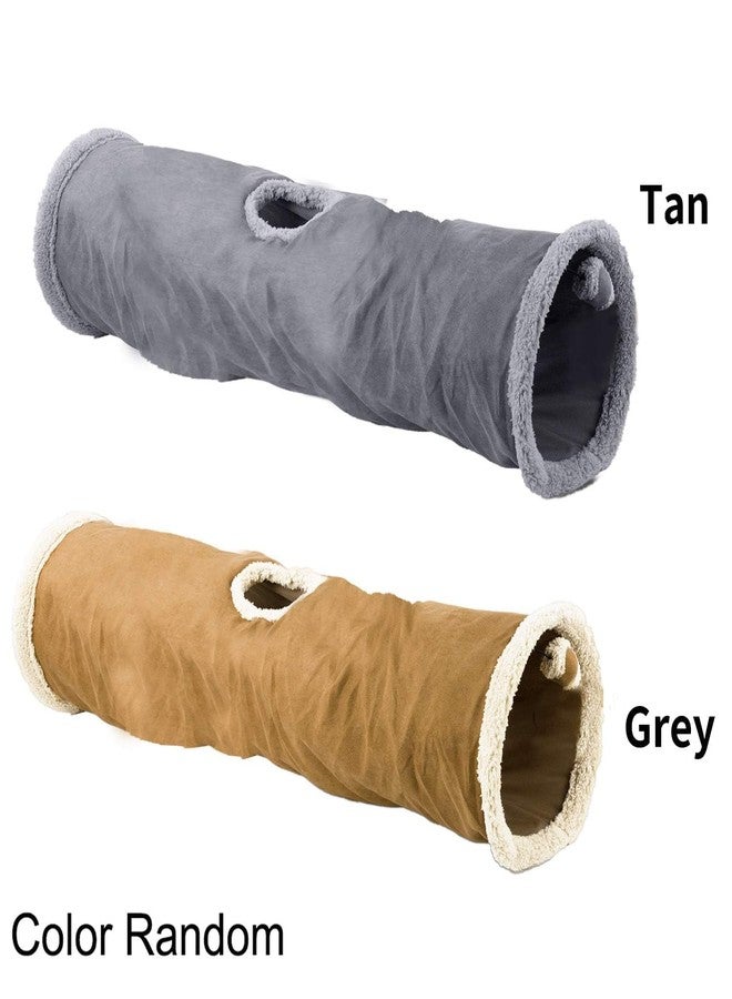 ALL FOR PAWS Cat Tunnel for Indoor Cats, Collapsible Play Tunnel Tube with Peek Hole and 1 Play Ball for Small to Medium Cats, Kittens, Rabbits, Ferrets(Receive One Tunnel - Gray or Tan) - Image 2