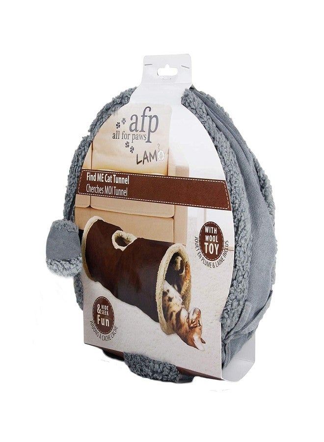 ALL FOR PAWS Cat Tunnel for Indoor Cats, Collapsible Play Tunnel Tube with Peek Hole and 1 Play Ball for Small to Medium Cats, Kittens, Rabbits, Ferrets(Receive One Tunnel - Gray or Tan) - Image 3