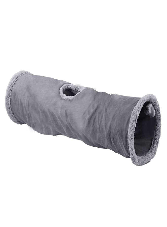 ALL FOR PAWS Cat Tunnel for Indoor Cats, Collapsible Play Tunnel Tube with Peek Hole and 1 Play Ball for Small to Medium Cats, Kittens, Rabbits, Ferrets(Receive One Tunnel - Gray or Tan) - Image 1