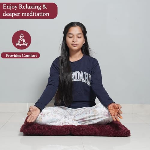 NEXTGO Floor Seat Cushions Yoga Meditation Mat Pooja aasan Soft Extra Comfortable Feather Touch Last Long Upto Washable Material Size 24 x 30 Inch 2 x 2.5 Fit Color wine Brown - Image 2