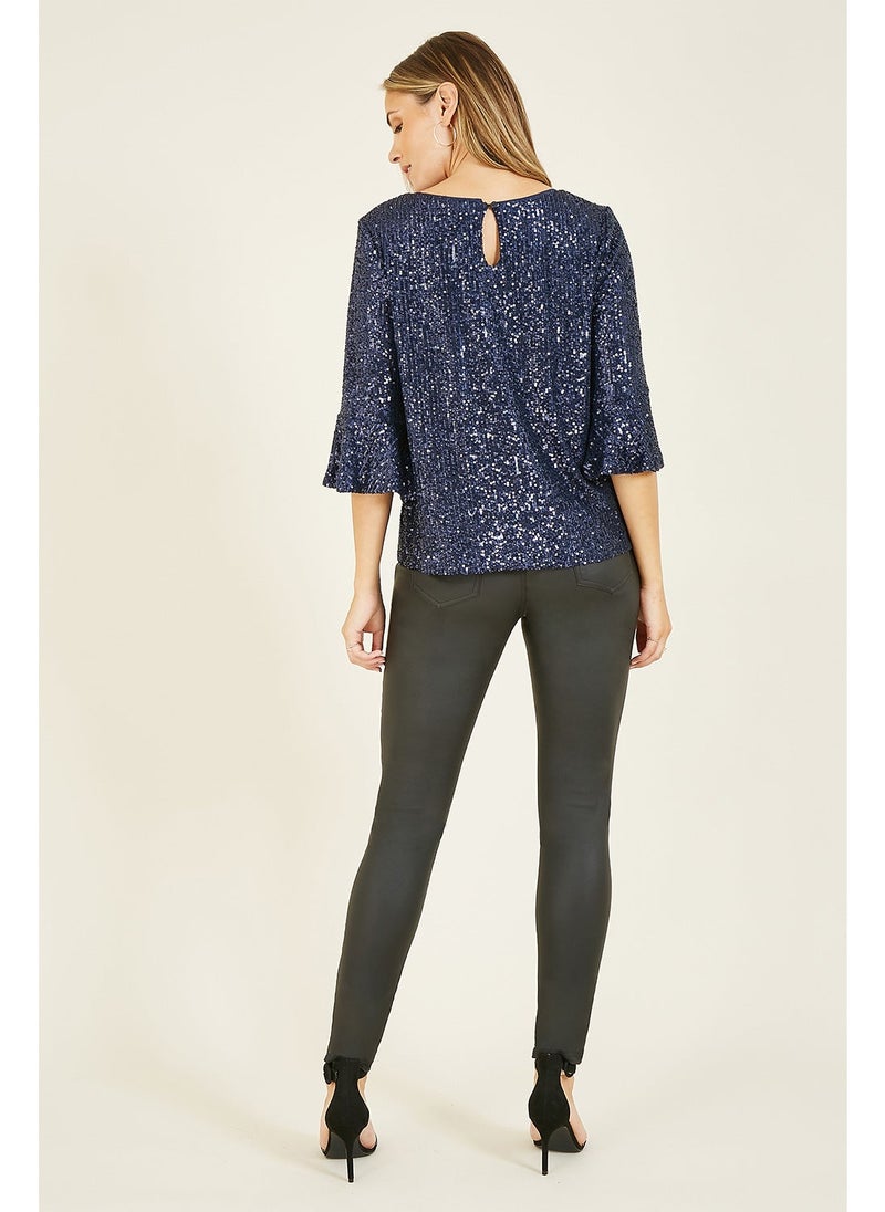 Yumi Sequin Relaxed Fit Top - Image 2