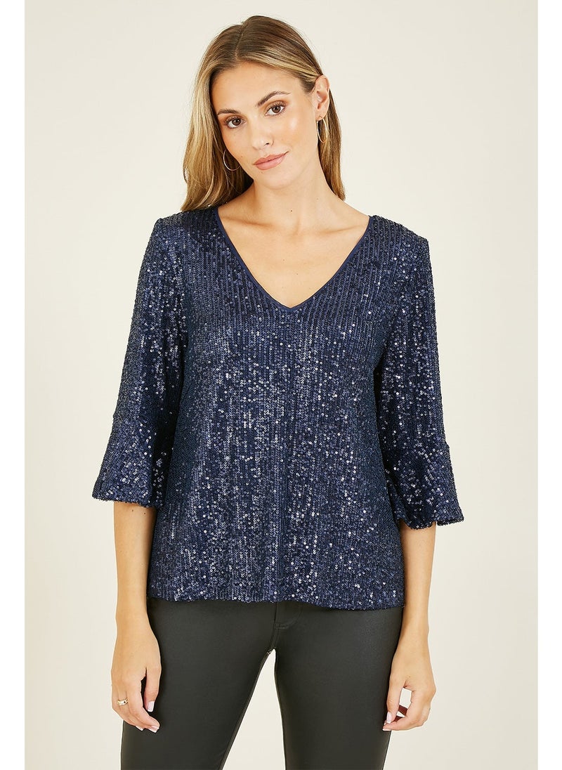 Yumi Sequin Relaxed Fit Top - Image 1