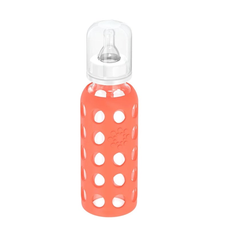 Lifefactory Glass Baby Bottle BPA Free | Protective Silicone Sleeve | 9 oz Pack of 2 | Papaya, Kale - Image 4