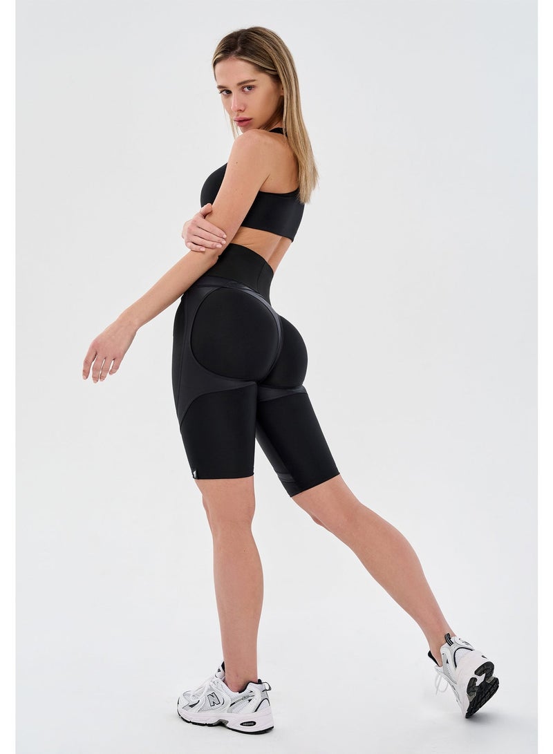 Bona Fide شورت Bona Fide عالي الجودة لراكبي الدراجات النارية عالي الخصر للنساء مع خاصية الدفع - شورت نسائي للصالة الرياضية والتمارين الرياضية - Image 4
