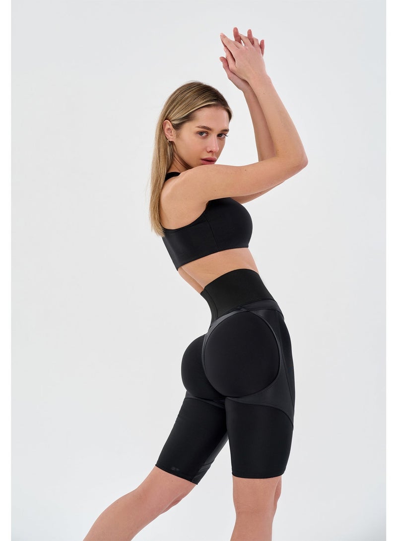 Bona Fide شورت Bona Fide عالي الجودة لراكبي الدراجات النارية عالي الخصر للنساء مع خاصية الدفع - شورت نسائي للصالة الرياضية والتمارين الرياضية - Image 3