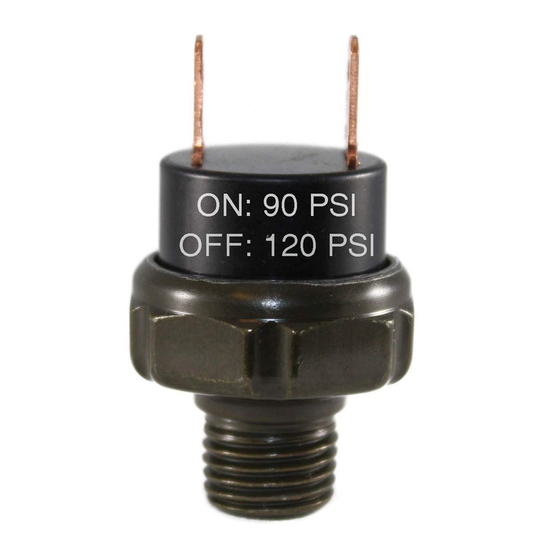 COMPSTUDIO 90-120 PSI Air Pressure Switch Tank Mount Type Thread 1/4" NPT 12V/24V for Train/Air Horn 1/4inch Black - Image 2