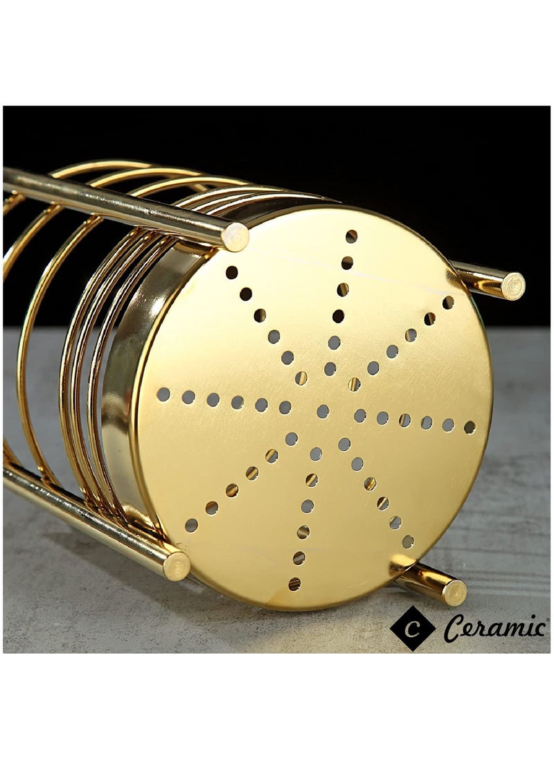 CERAMIC - Set of 33 Pieces of kitchen utensils With Golden steel handle - Image 1