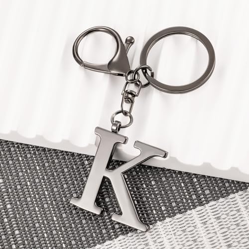 LAXPICOL Black Keychain Letter K Keychains for Women Men Bag Charms Purse Charms For Handbags Metal Alphabet Initial Letter Key Ring Keychain - Image 2