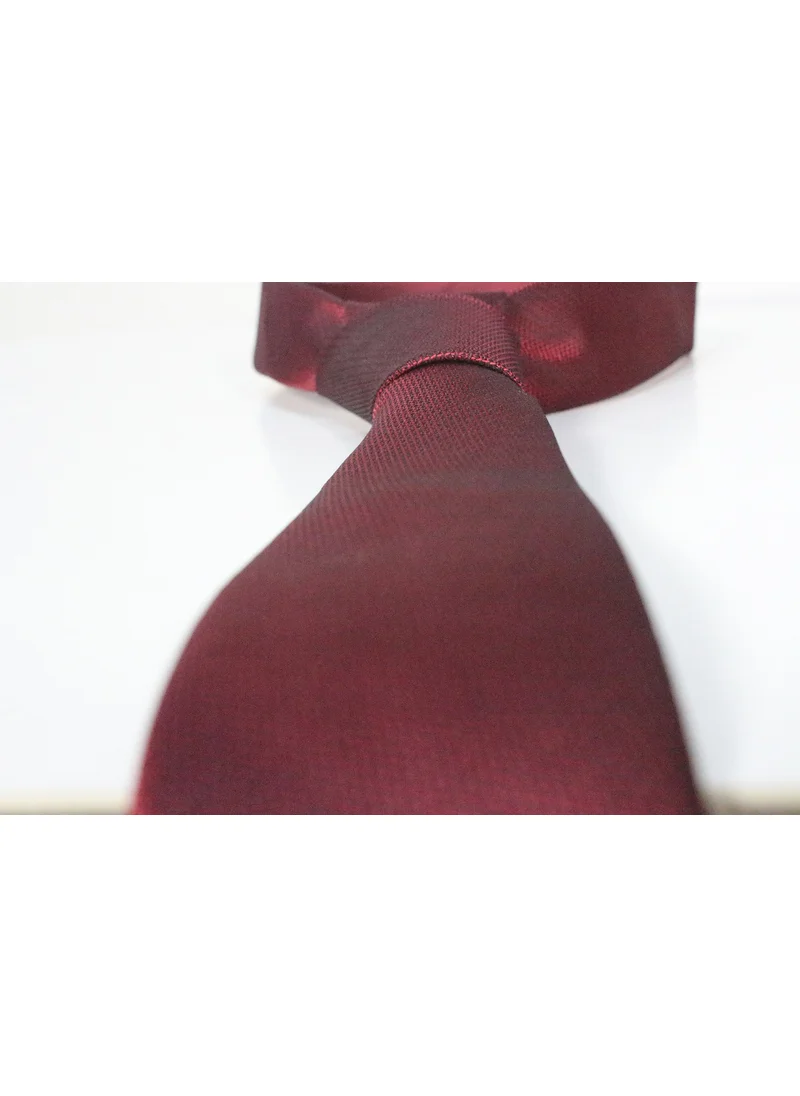 Varetta Narrow Cut Eyelet Pattern Claret Red Tie