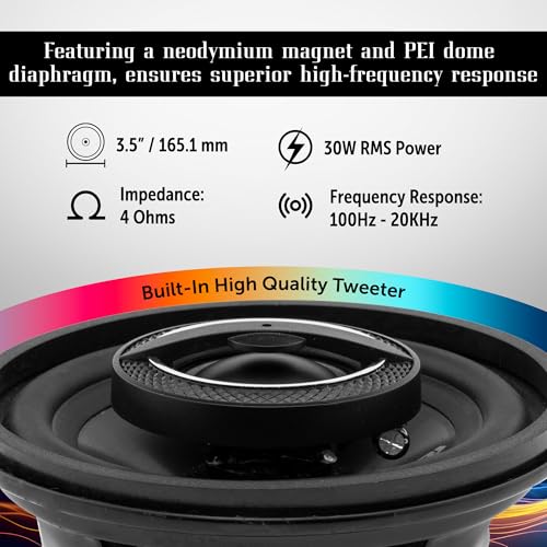 BLACK DIAMOND DIA-35.2 3.5" Coaxial Speaker Car Audio 2 Way 4-Ohm 90 Watts Max (2 Speakers) - Image 3