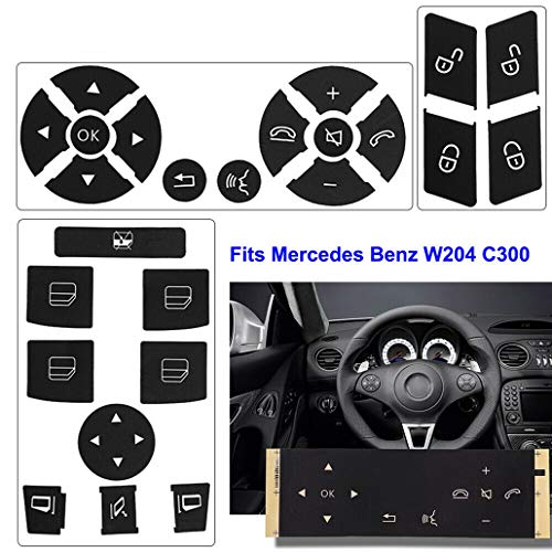 RDBS Car Interior Button Stickers Kit Steering Wheel Door Lock Window Switch Button Repair Decals Fit for 2008-2014 Mercedes Benz W204 C250 C350 E-Class W-Class Stickers Accessories - Image 1