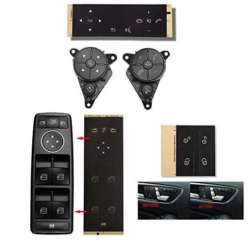 RDBS Car Interior Button Stickers Kit Steering Wheel Door Lock Window Switch Button Repair Decals Fit for 2008-2014 Mercedes Benz W204 C250 C350 E-Class W-Class Stickers Accessories - Image 3
