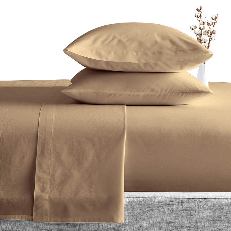 Balaji Export 3 PC Cotton Bedsheet Set 1 PC Zipper Duvet Cover 100 Egyptian Cotton Bedsheet with 2 Pillow Cover 400 TC Super Soft Wrinkle Free 4 Piece Set Taupe Solid Double Size - Image 2