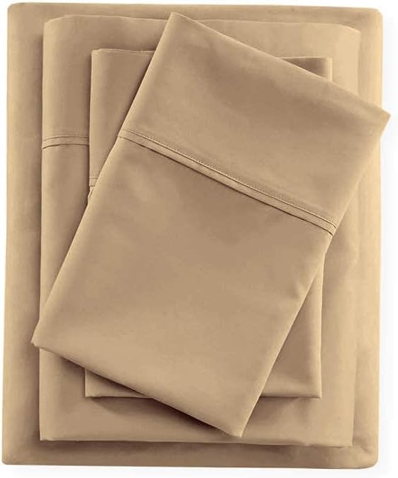 Balaji Export 3 PC Cotton Bedsheet Set 1 PC Zipper Duvet Cover 100 Egyptian Cotton Bedsheet with 2 Pillow Cover 400 TC Super Soft Wrinkle Free 4 Piece Set Taupe Solid Double Size - Image 1