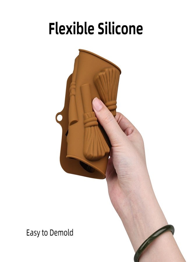 EDUEE Halloween Silicone Mold Witch Broom Chocolate Molds 2pcs Witch's Broom Pretzel Rod Candy Cookie Mold (3.15 x 1.5inch) - Image 4